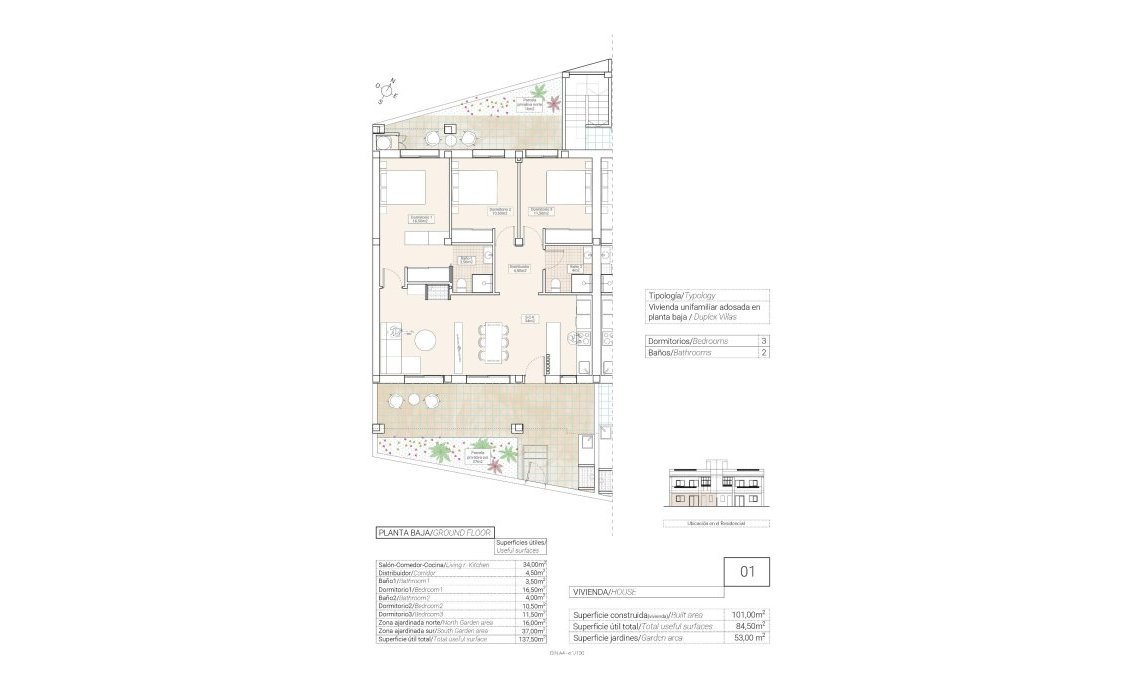 Obra nueva - Bungalow -
Hondón de las Nieves - El Salero
